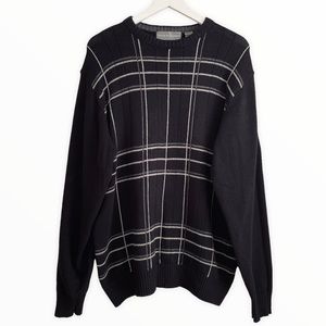 Oscar De La Renta Men’s Black & White Windowpane Cotton Sweater Size‎ XL